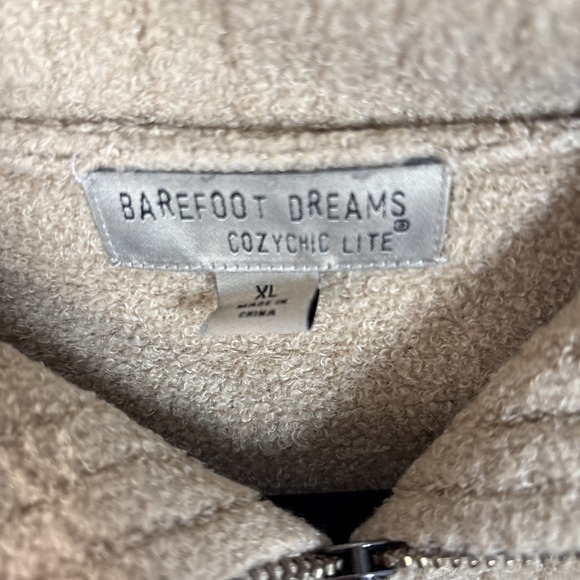 BAREFOOT DREAMS Womens XL Beige Cozychic Lite Half Zip Pullover Sweater - Picture 2 of 6